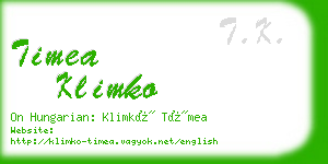 timea klimko business card